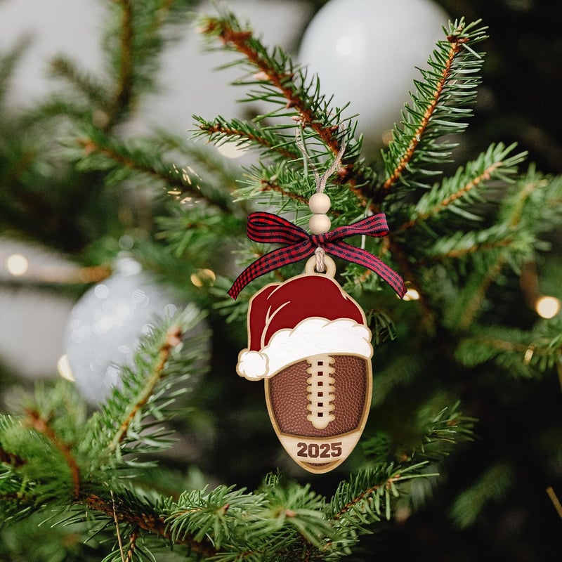 MAPDTWO Football Ornament - Football Ornaments for Christmas Tree - Sports Ornaments for Boys, Coaches, Players, Kids, Men - Gifts for Sports Lovers - 2 Layered Wood Christmas Ornament 2025 - Image 4